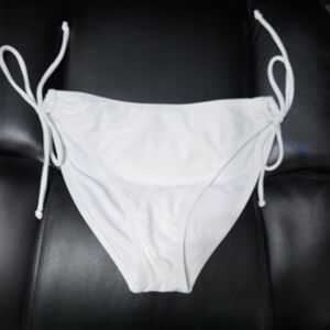 Women's White Tie-Side Bikini Bottom
